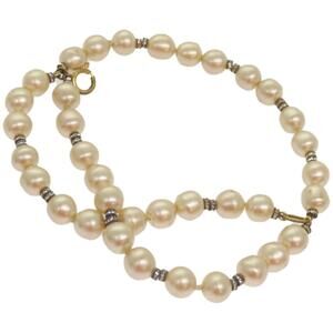 Chanel Pearl Bracelet Metal White CC